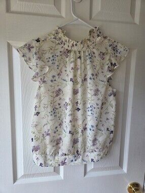 Express Floral Blouse Sz S Flutter Cap Sleeve Fairycore Cottagecore Business